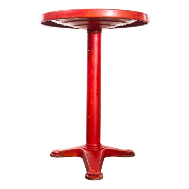 Round Red Side Table from Tolix, 1950s For Sale
