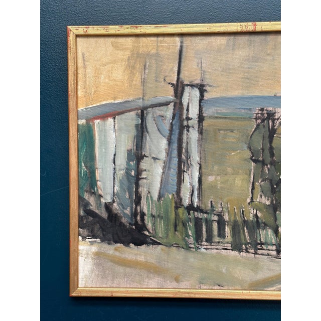 Original vintage oil on canvas – “abstract landscape” by s. Hamlet – signed & dated 1960 – framed – 66 × 48 cm (26" ×...
