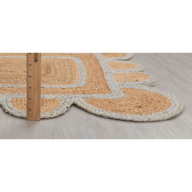 Light Blue Jute Scallop Handmade Boho Runner - 2′6″ × 15′ For Sale - Image 9 of 13