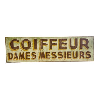 Large Vintage French Coiffeur Trade Sign For Sale