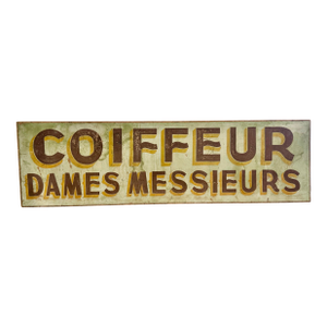 Large Vintage French Coiffeur Trade Sign