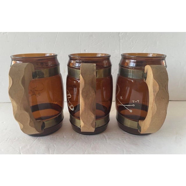 Wood Vintage Siesta Ware Amber Western Cowboy Bar Mugs — Set of 6 For Sale - Image 7 of 8