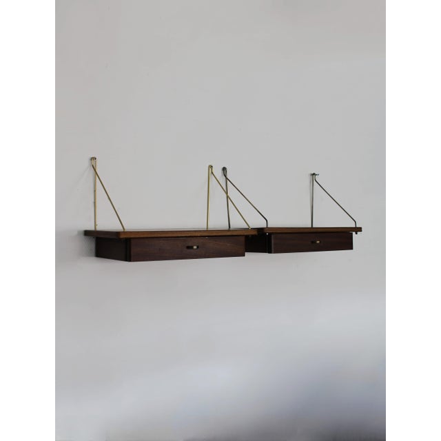 Vintage Danish Hanging Wall-Nightstands in Teak, 1960s, Set of 2 For Sale - Image 9 of 9