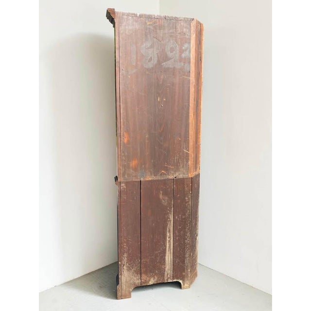 Antique Corner Cabinet Cupboard Beautiful Federal Primitive Wavy Glass 1800’s For Sale - Image 9 of 10
