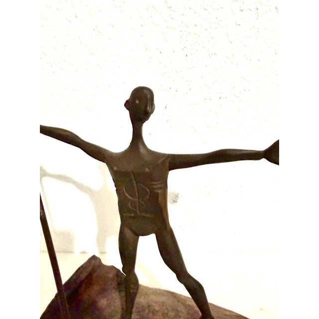 Bronze Milton Hebald, Milton Hebald Mid Century Bronze & Wood Sculpture Wpa Artist Modernist Americana For Sale - Image 8 of 12