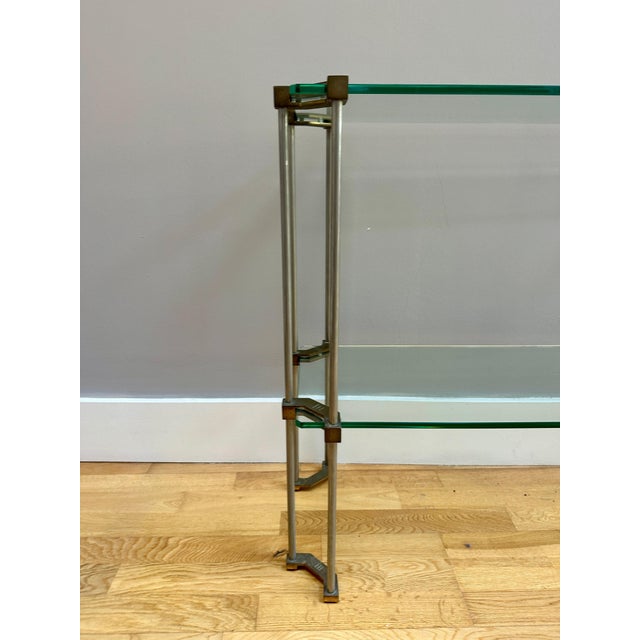 Brass and Glass 2-Tier Console Table by Peter Ghyczy, 1970 For Sale - Image 6 of 13