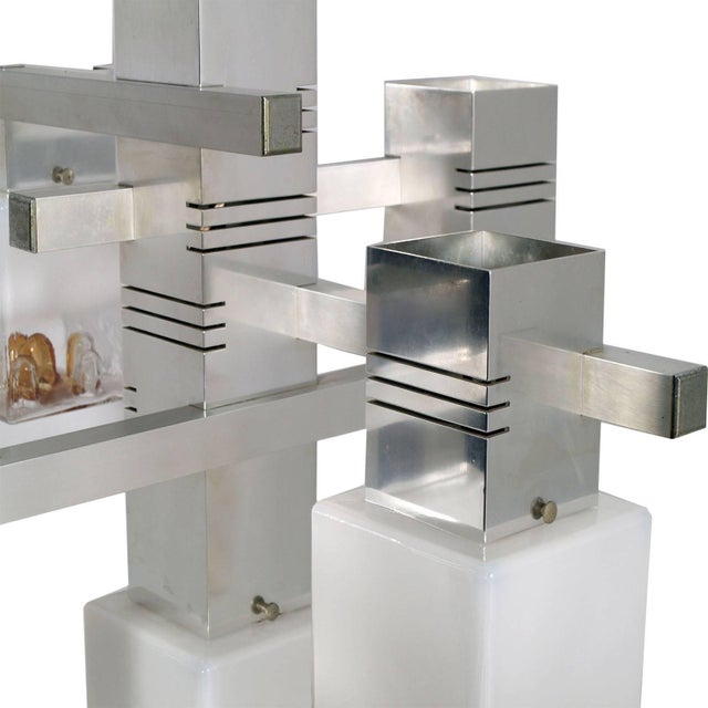 AVMazzega Cubic Chandelier in Chromed Metal by Gaetano Sciolari for Mazzega, 1970s For Sale - Image 4 of 7