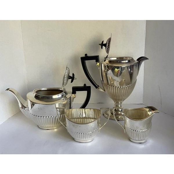 1920's Art Deco English Elkington & Co. Silver Plated Tea Service