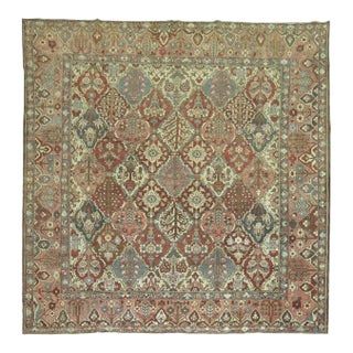 Antique Zabihi Collection Square Persian Bakhtiari Rug - 10'3" x 10'4" For Sale