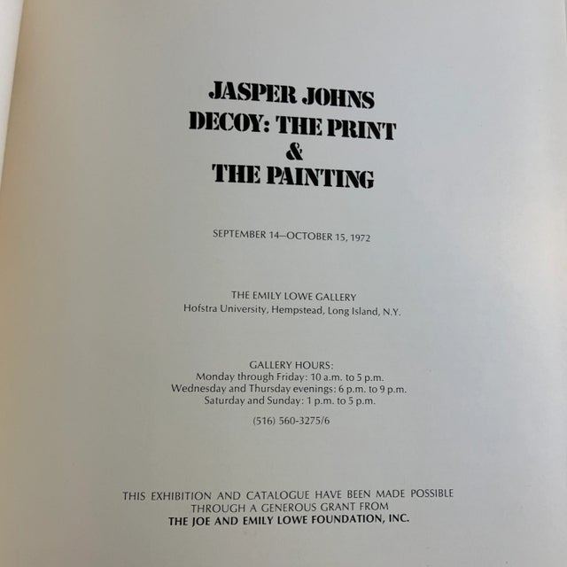 Jasper Johns Decoy: The Print & The Painting. Long Island, NY: The Emily Lowe Gallery, 1972. 8vo. Unpaginated [16pp.]...