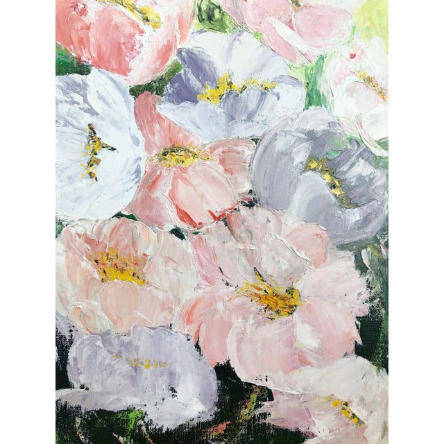 Vintage Pastel Floral Oil Painting For Sale - Image 4 of 11