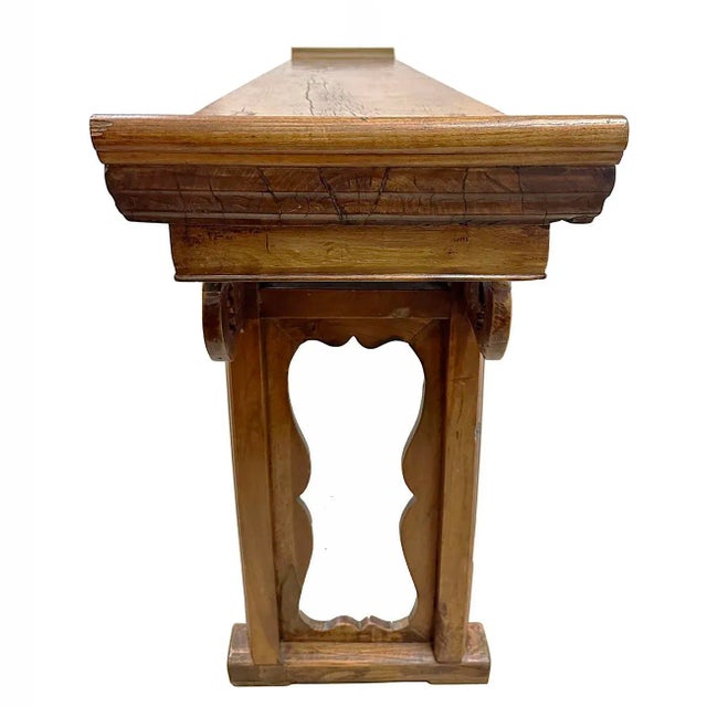 Brown 19th Century Antique Chinese Open Carved Altar Table/Sofa Table/Console For Sale - Image 8 of 12
