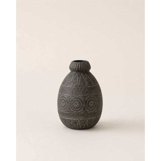 An exquisite and highly collectible mid century modern brutalist stoneware stengods solifleur vase designed by the...