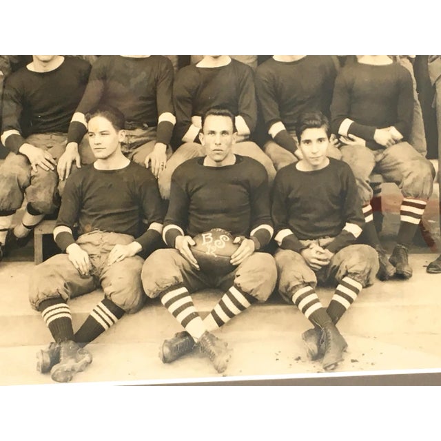 1910s Antique Circa 1912 Boston Massachusetts High School Football Team Authentic Photograph in Walnut Wood Frame For Sale - Image 5 of 13