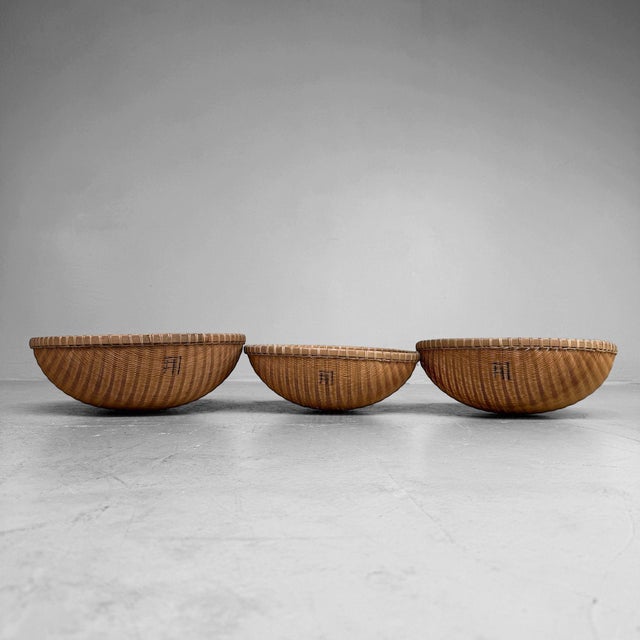 1960s Japanese Shōwa Bamboo Baskets, 1960, Set of 3 For Sale - Image 5 of 13