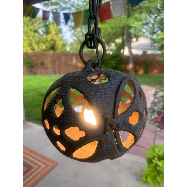Antique Japanese Cast Iron Moon Lantern For Sale - Image 4 of 11