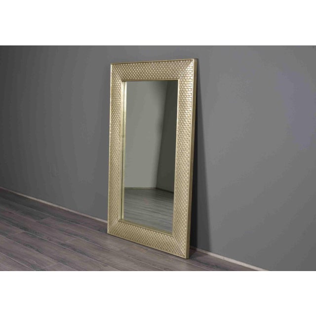 Metal Vintage French Mirror in Champagne With Textured Metal Frame For Sale - Image 7 of 10