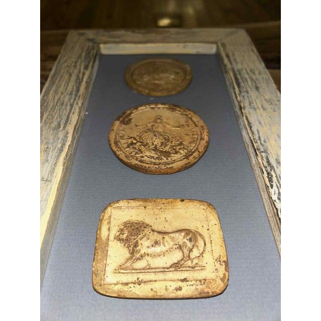 Late 19th Century Classical Grand Tour Style 3 Intaglios in 1880 Pine Frame For Sale - Image 5 of 6