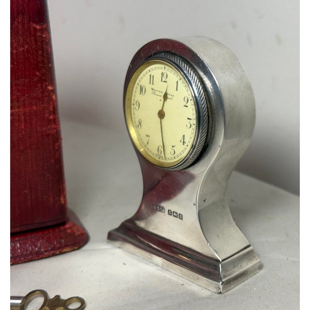 Working Antique Walter Jones Sterling Silver Hard Cased Travel Desk Clock For Sale In New York - Image 6 of 11