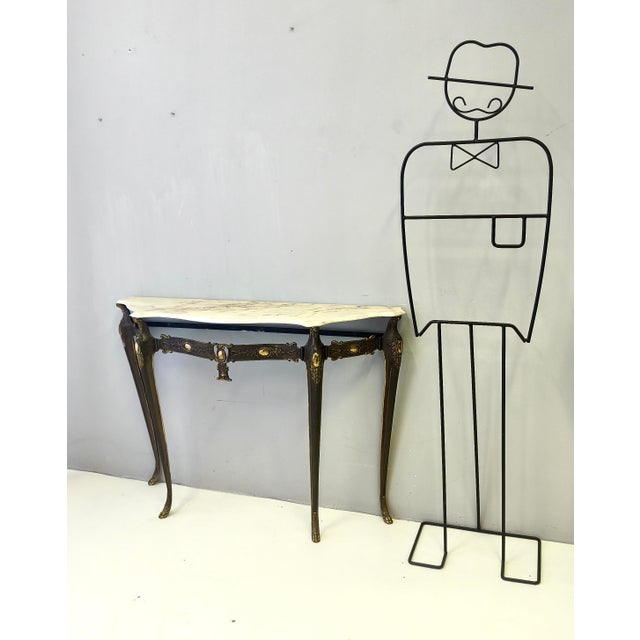 Mid-Century Bronze Console Table with Portuguese Pink Marble Top, 1960s For Sale - Image 4 of 13