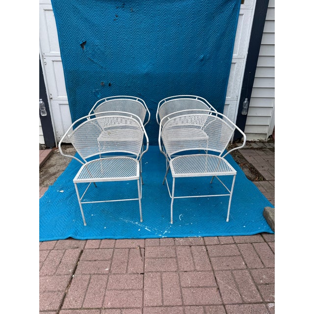 Vintage Mid Century Wrought Iron and Mesh Patio Set of 5 For Sale - Image 9 of 12