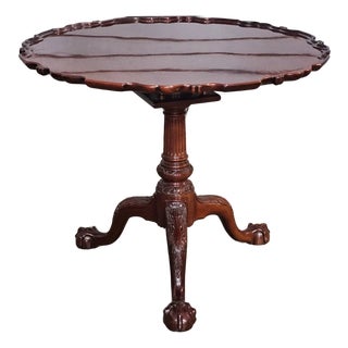 Kindel Winterthur Collection Philadelphia Carved Mahogany Tilt Top Pie Table For Sale