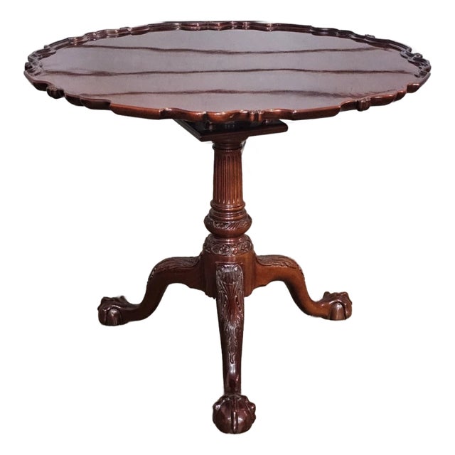 Kindel Winterthur Collection Philadelphia Carved Mahogany Tilt Top Pie Table For Sale