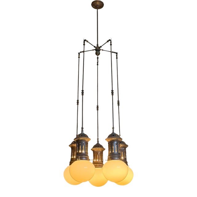 Late 20th Century American Five-Arm Chandelier For Sale