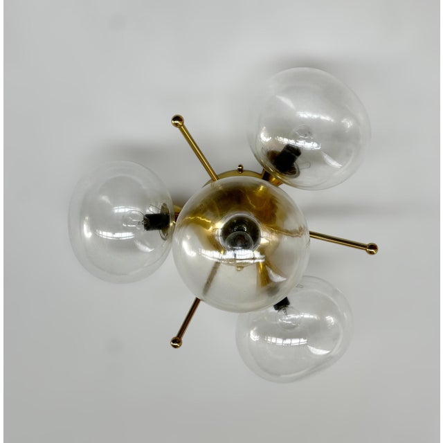 Fabio Ltd Orchidea Polished Brass Clear Pebble Flush Mount by Fabio LTD For Sale - Image 4 of 9