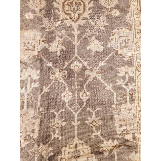 Antique Oushak Carpet, Oriental Rug, Handmade Grey, Muted Shrimp, Soft Creams For Sale - Image 17 of 17