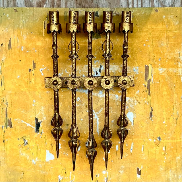 Vintage Spanish Brutalist Five Arm Light Sconce For Sale - Image 4 of 5