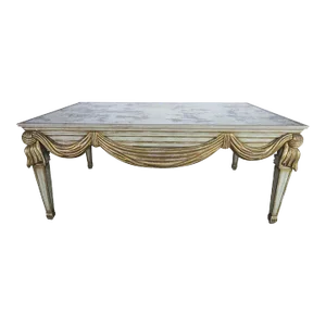 1920s Antique French Carved Ribbon and Swag Giltwood Grand Coffee Table With Original Mercury Glass Top