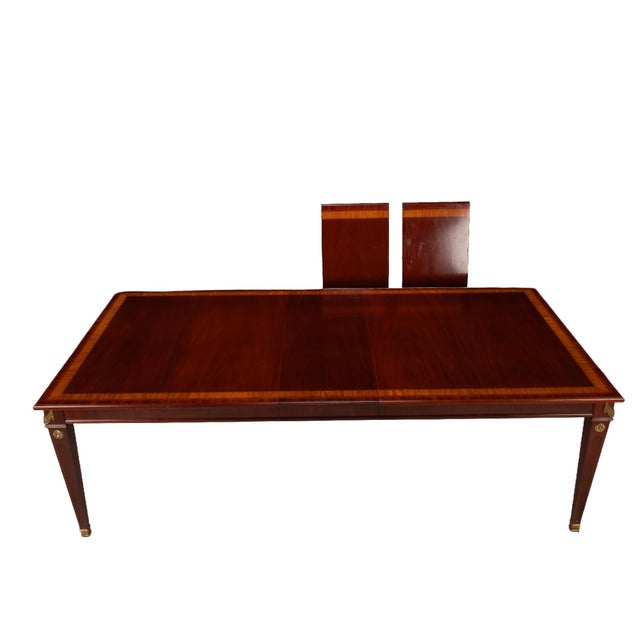 1980s Kindel National Trust Mahogany Extension Banquet Dining Table For Sale - Image 9 of 12