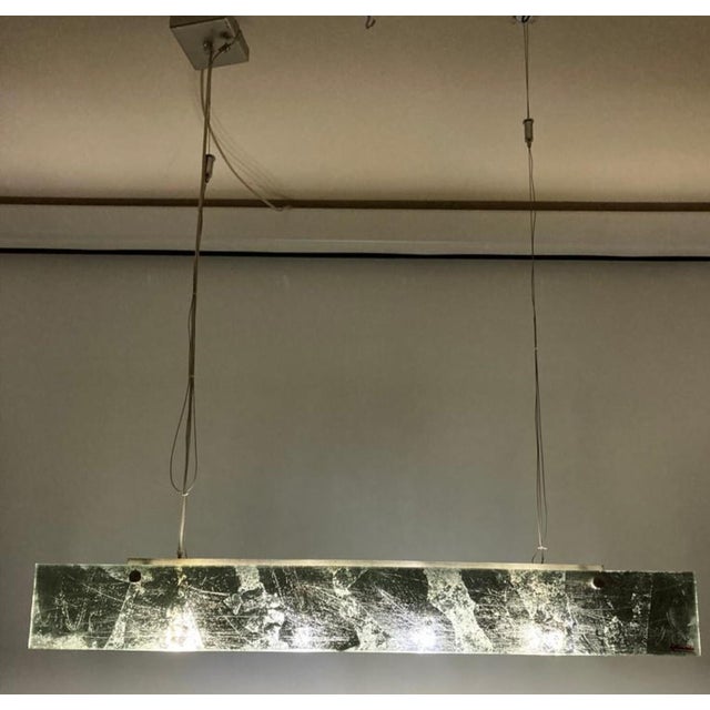 Gray Italian Suspension Lamp With 4 Lights and Chromed Metal Structure. Matte and Murano Glass, 1990 For Sale - Image 8 of 11