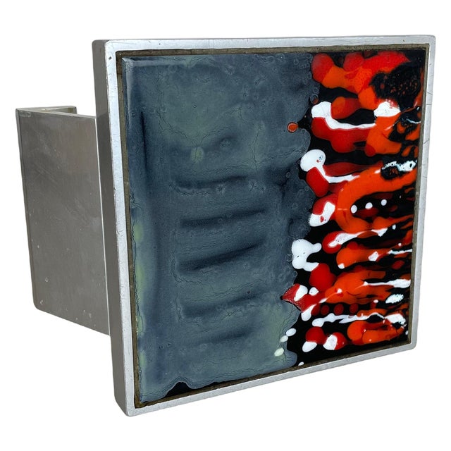 Brutalist Metal and Ceramic Door Push Handle from Juliette Belarti, Belgium, 1970s For Sale