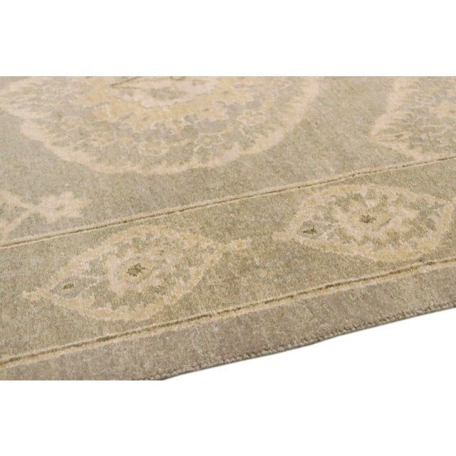 Contemporary Ottoman Lamb's Wool S. Green Area Rug- 8' 1" X 9'11" For Sale - Image 3 of 6