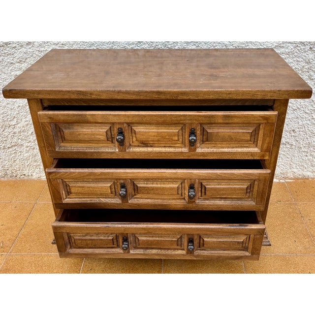Spanish Castilian Solid Wood Chest of Drawers, Mid 20th Century For Sale - Image 10 of 11