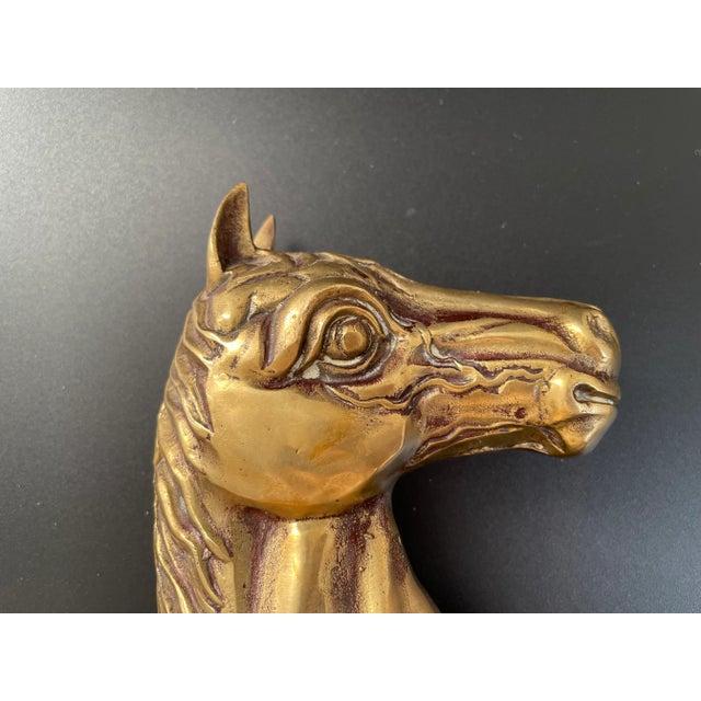 Brass Vintage Brass Horse Head Bust Paperweight - Sculpture For Sale - Image 8 of 13