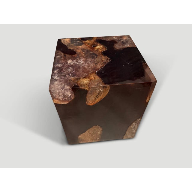 Contemporary Andrianna Shamaris Cracked Resin Side Table For Sale - Image 3 of 18