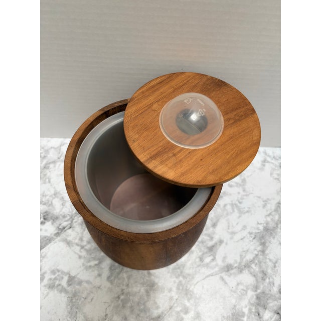 Vintage Midcentury Insulated Wood Ice Bucket For Sale - Image 4 of 8