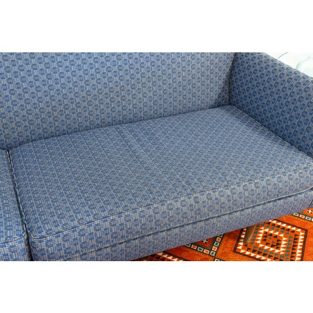 Mid 20th Century Vintage Paul McCobb Pagoda Blue Fabric Mid Century Modern Sofa For Sale - Image 5 of 8