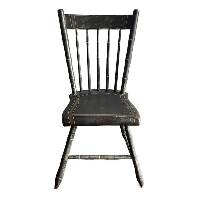 Antique Painted Windsor Side Chair With Faux Bamboo Spindles For Sale