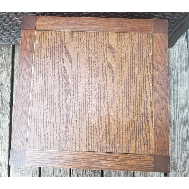 Vintage Traditional Solid Red Oak Parsons Tables - a Pair For Sale - Image 9 of 12