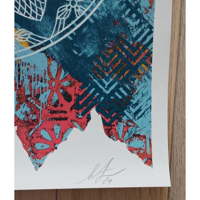 Shepard Fairey (Obey), Collage Peace Mandala (Blue), 2024, Screenprint For Sale - Image 4 of 7
