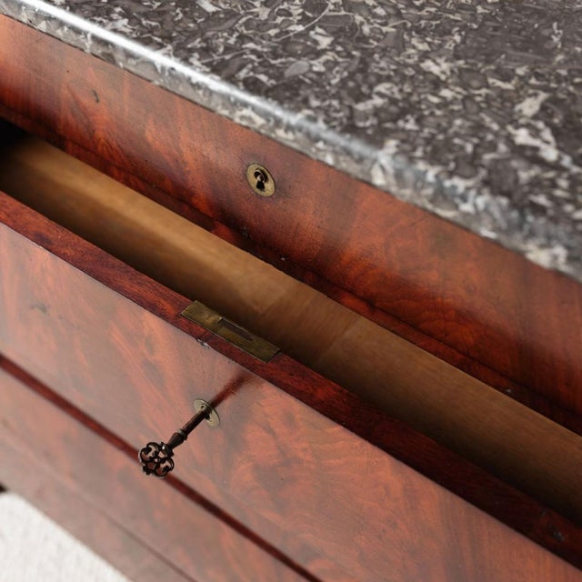 19th Century French Mahogany Chest With Marble Top (A) For Sale - Image 9 of 9