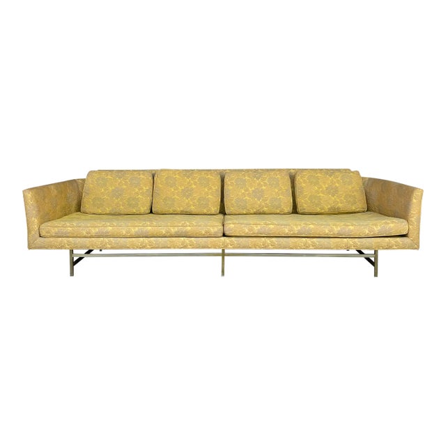 Mid Century Modern Erwin-Lambeth Brass Legged Sofa For Sale