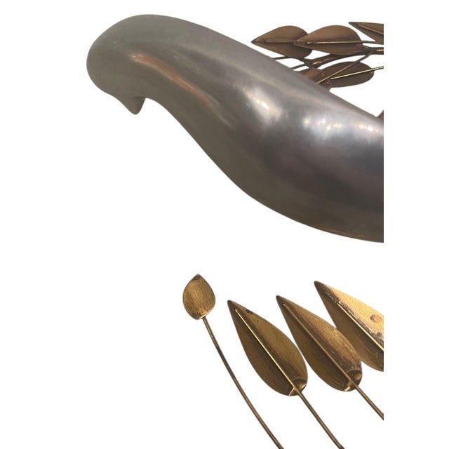 1980s Pair Curtis Jere Brass & Chrome Bird Wall Sculptures, 1980. For Sale - Image 5 of 8