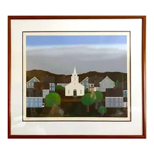 White Chapel I (New England Village), Ted Jeremenko Silkscreen on Arches, Signed and Numbered in Pencil