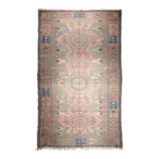 Semi-Antique Caucasian Sumak Kilim – Handwoven Tribal Flatweave With Medallion and Geometric Borders -6' 2'' X 10' 6'' For Sale