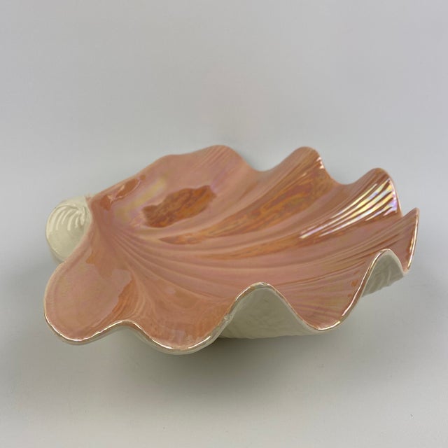 1990s Iridescent Colored Ceramic Clam Shell Bowl | Chairish